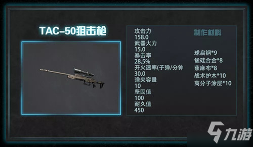 《明日之后》TAC-50狙击枪怎么样 TAC-50狙击枪属性制作材料一览_明日之后