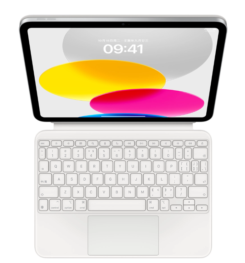 1999 元，苹果推出适用于 iPad 10 的妙控键盘双面夹：全尺寸按键 + 触控板，采用分体式设计