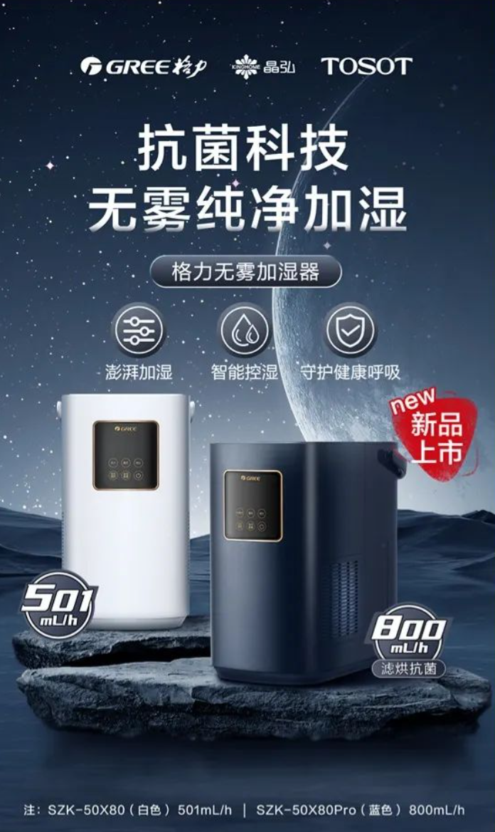 格力无雾加湿器发布：5L 水箱，适合呼吸敏感人群，售价 829 元起