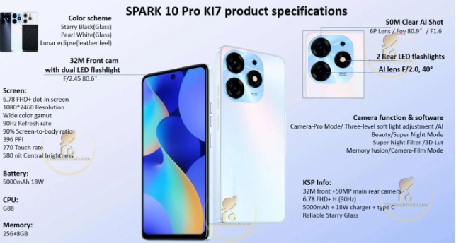 传音旗下品牌Tecno即将推出入门级自拍神器 Spark 10 Pro！