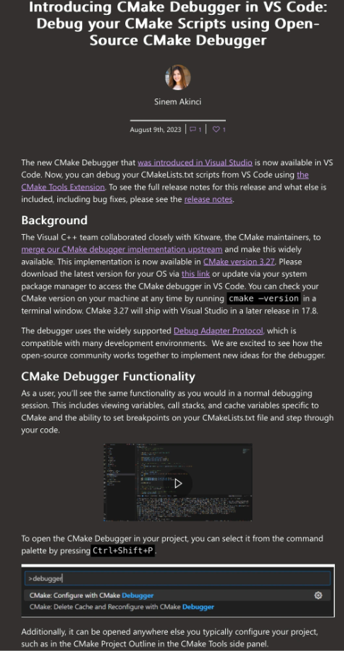 Visual Studio Code迎来新功能：CMake调试器正式上线！