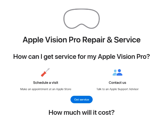 苹果Vision Pro头显维修费用公布：玻璃盖板损坏需799美元起