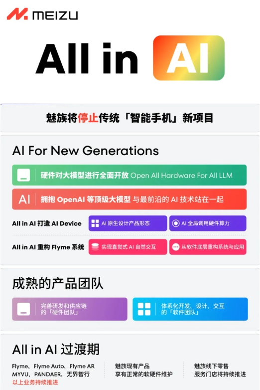 魅族宣布All in AI战略：全力进军人工智能，暂停传统智能手机新项目