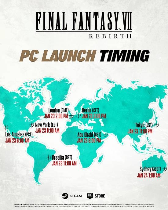 FF7重生PC版全球解锁时间公布1月23日晚上10点发售